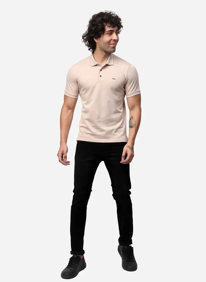 ستايلوكس تيشيرت بولو بأكمام قصيرة بقصة عادية وطرف مدبب