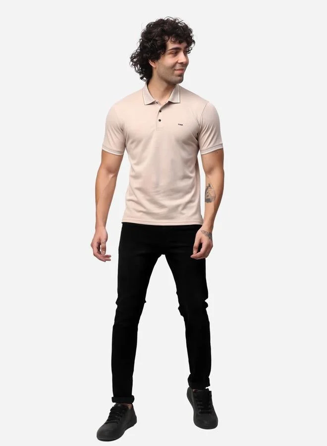 ستايلوكس تيشيرت بولو بأكمام قصيرة بقصة عادية وطرف مدبب