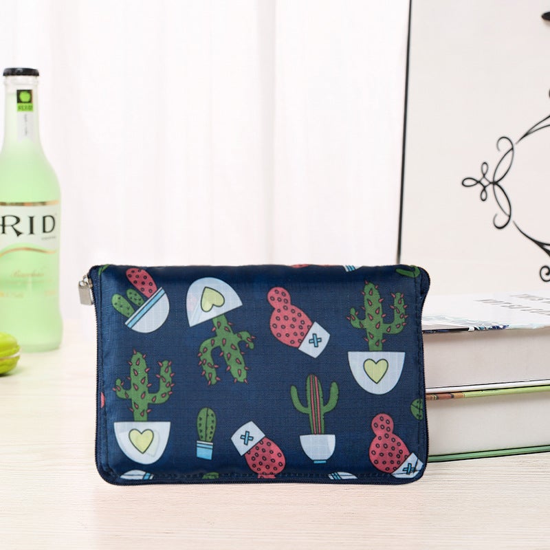 Korean Style Wallet Folding Shopping Bag Navy cactus 
