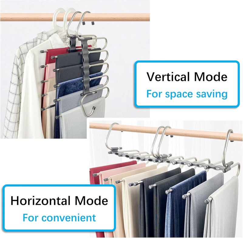 Magic Pants Hangers - Space Saving 2 Pack with 10 Metal Clips for Closet Organization - Image 3