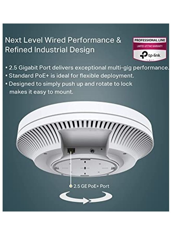 TP-LINK EAP670 | Omada WiFi 6 AX5400 Wireless 2.5G Ceiling Mount Access Point | Support Mesh, OFDMA, Seamless Roaming, HE160 & MU-MIMO | SDN Integrated | Cloud Access & Omada App | PoE+ Powered White - Image 2