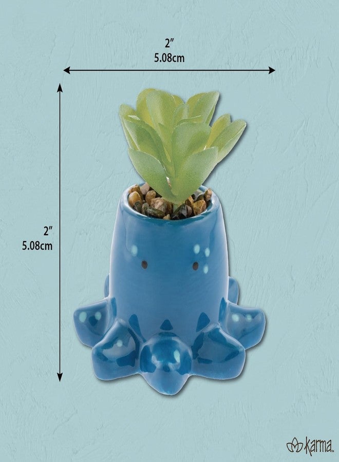 Karma, Shaped Artificial Succulents in Ceramic Pot, Faux Mini Succulent Plant, Desk Decor, Office Plants - Lemon - Image 2