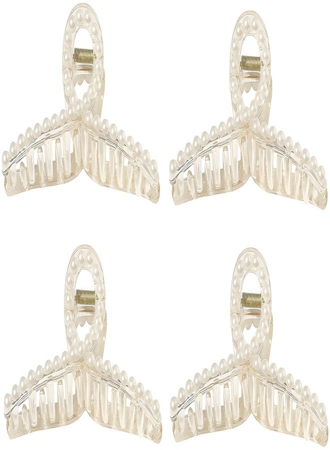 Truvic 4 Pcs Small Pearl Large Hair Claw Clips Long Hair Jaw Clips Clutches Barrettes Hair Accessories for Women and Girls (Pack of 4) - Image 1