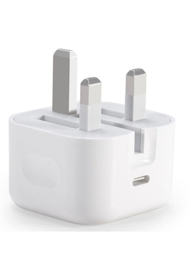 عام شاحن جداري سريع بتقنية PD وبقدرة 20 وات مزود بمنفذ Type C مع كابل Lightning بطول متر واحد متوافق مع هاتف ايفون XS - Image 2