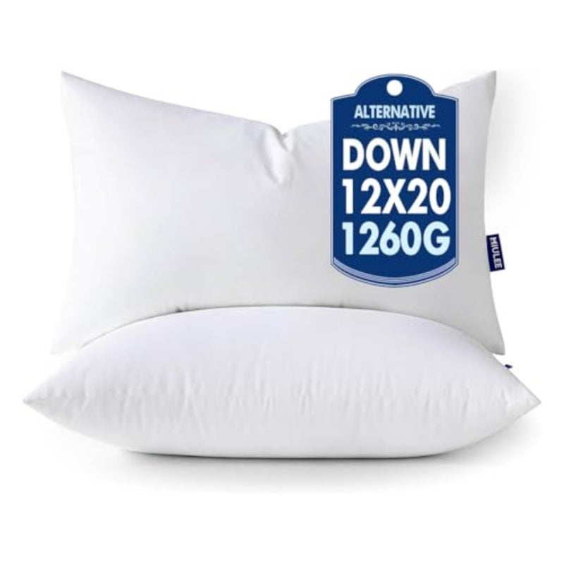 12x20 Pillow Inserts, Down Alternative Pack of 2 Decorative Throw Pillows for Sofa Couch Bed, Ultra Soft Fluffy Bed Sleeping Form - Image 1