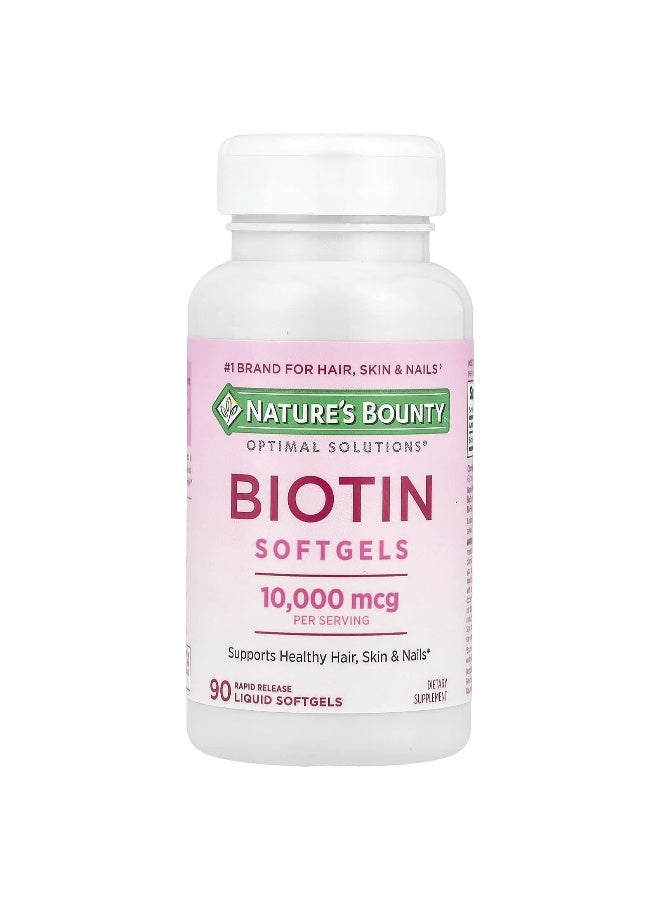 NATURE'S BOUNTY Nature's Bounty, Optimal Solutions®, Biotin Softgels, 10,000 mcg, 90 Rapid Release Liquid Softgels - Image 3