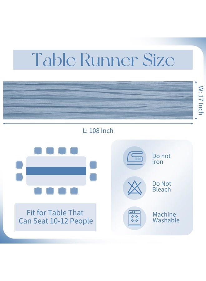 Beautane 10 Pack Dusty Blue Cheesecloth Table Runner 17x108 Inch Boho Gauze Cheese Cloth Table Runners for Wedding Party Baby Shower Birthday Home Decor - Image 2