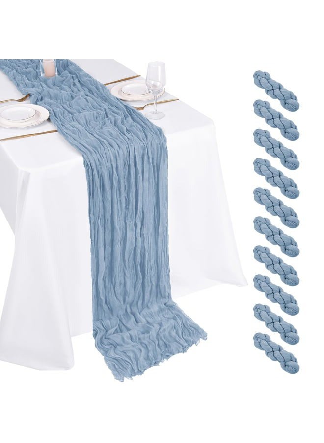 Beautane 10 Pack Dusty Blue Cheesecloth Table Runner 17x108 Inch Boho Gauze Cheese Cloth Table Runners for Wedding Party Baby Shower Birthday Home Decor - Image 1