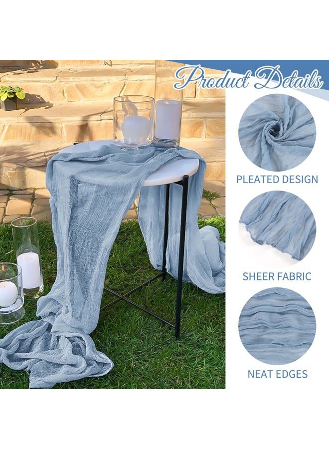 Beautane 10 Pack Dusty Blue Cheesecloth Table Runner 17x108 Inch Boho Gauze Cheese Cloth Table Runners for Wedding Party Baby Shower Birthday Home Decor - Image 3