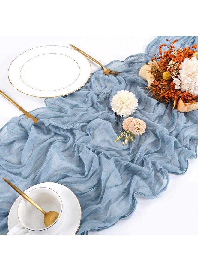 Beautane 10 Pack Dusty Blue Cheesecloth Table Runner 17x108 Inch Boho Gauze Cheese Cloth Table Runners for Wedding Party Baby Shower Birthday Home Decor - Image 4