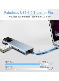 KASTWAVE USB C Hub Type C Multiport Adapter 6 in 1 With Ethernet Port 3.0 Data Port Compatible With MacBook Pro Chromebook XPS USB C Devices  - Image 3