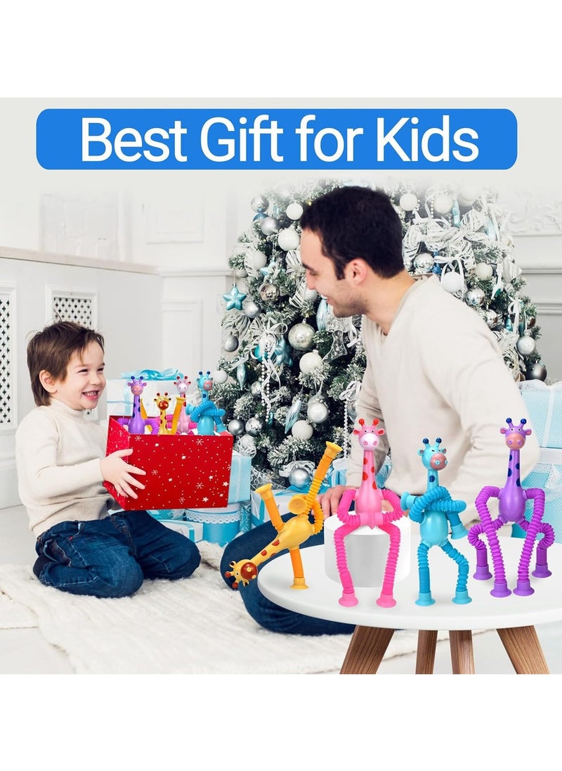 TOY GARDEN Telescopic Giraffe Suction Cup Toy for Toddlers – 4-Pack Pop Tubes Baby Sensory Toys, Fine Motor Skills & Creative Learning, Autism Fidget Toy, Perfect Party Favors & Gifts for Children  - Image 2