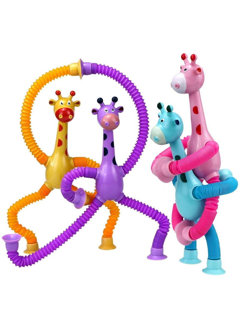 TOY GARDEN Telescopic Giraffe Suction Cup Toy for Toddlers – 4-Pack Pop Tubes Baby Sensory Toys, Fine Motor Skills & Creative Learning, Autism Fidget Toy, Perfect Party Favors & Gifts for Children  - Image 1