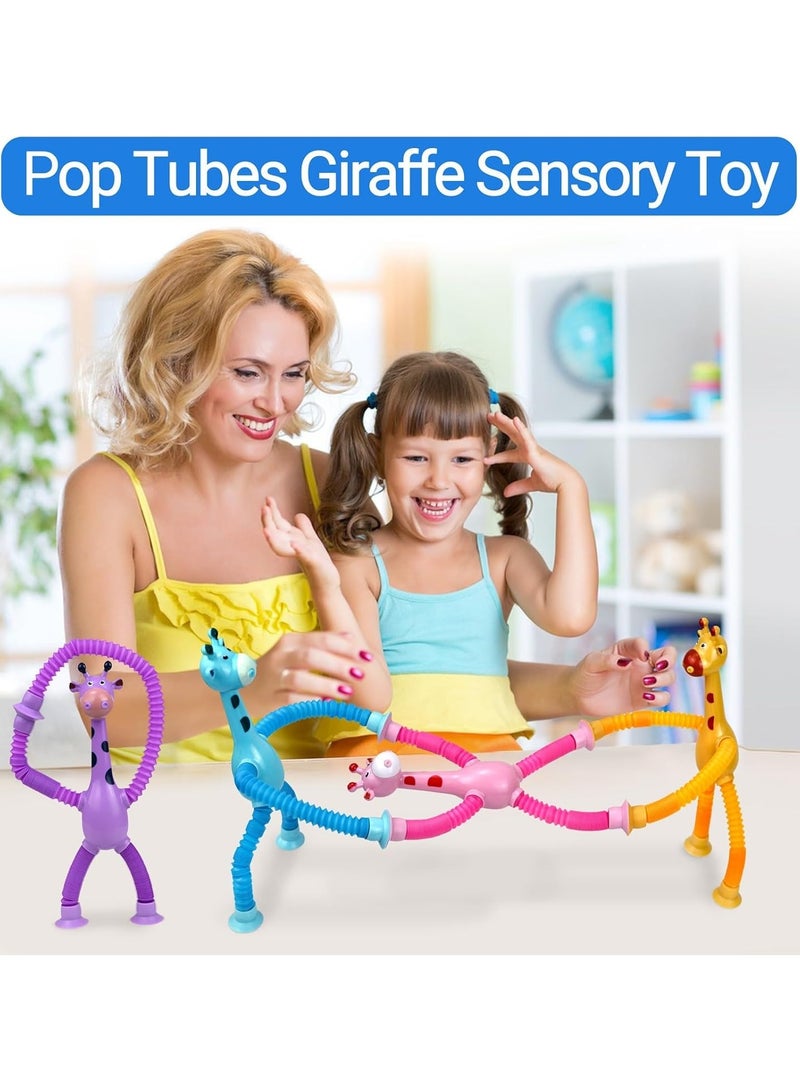 TOY GARDEN Telescopic Giraffe Suction Cup Toy for Toddlers – 4-Pack Pop Tubes Baby Sensory Toys, Fine Motor Skills & Creative Learning, Autism Fidget Toy, Perfect Party Favors & Gifts for Children - Image 4
