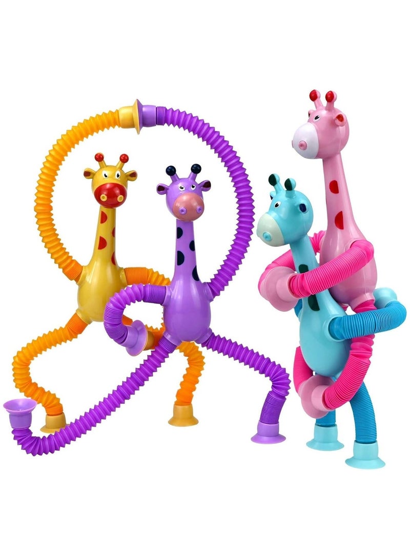 TOY GARDEN Telescopic Giraffe Suction Cup Toy for Toddlers – 4-Pack Pop Tubes Baby Sensory Toys, Fine Motor Skills & Creative Learning, Autism Fidget Toy, Perfect Party Favors & Gifts for Children - Image 3