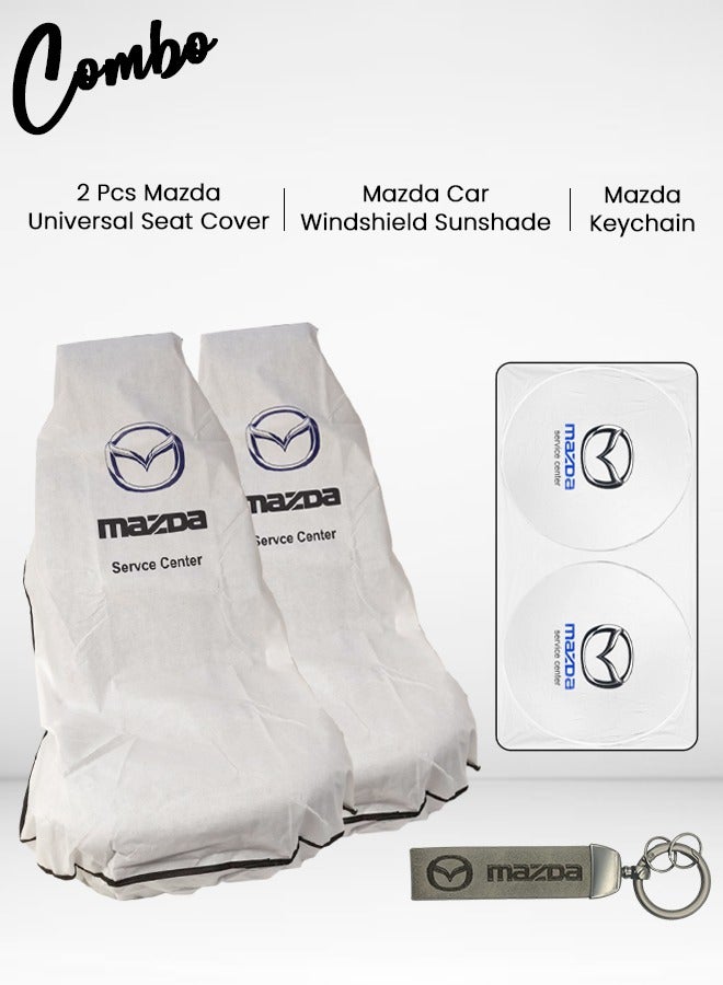 mazda Mazda Premium Combo Set 2-Piece Universal Seat Cover, Reflective Windshield Sunshade with UV Protection, and Durable Mazda Keychain Complete Interior Protection and Style - Image 1