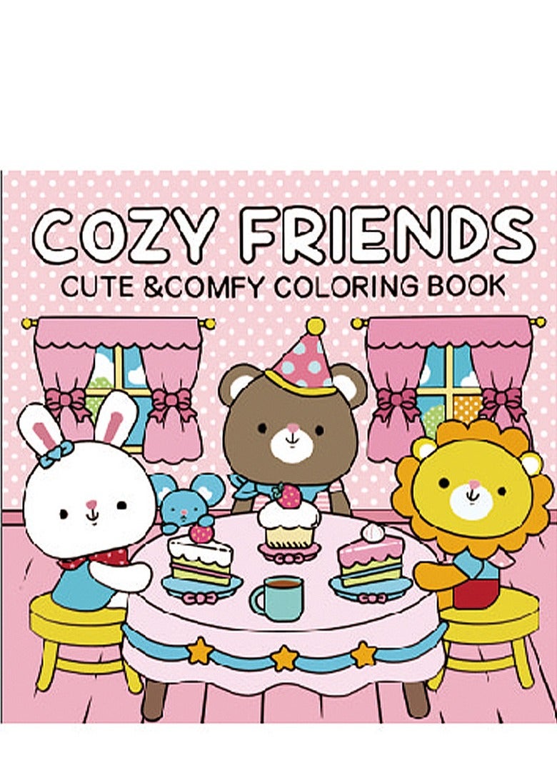 COZY FRIENDS: Coloring Book for Adults and Kids, Bold and Easy, Simple and Big Designs for Relaxation (Cozy Scenes Coloring Book) - Image 1