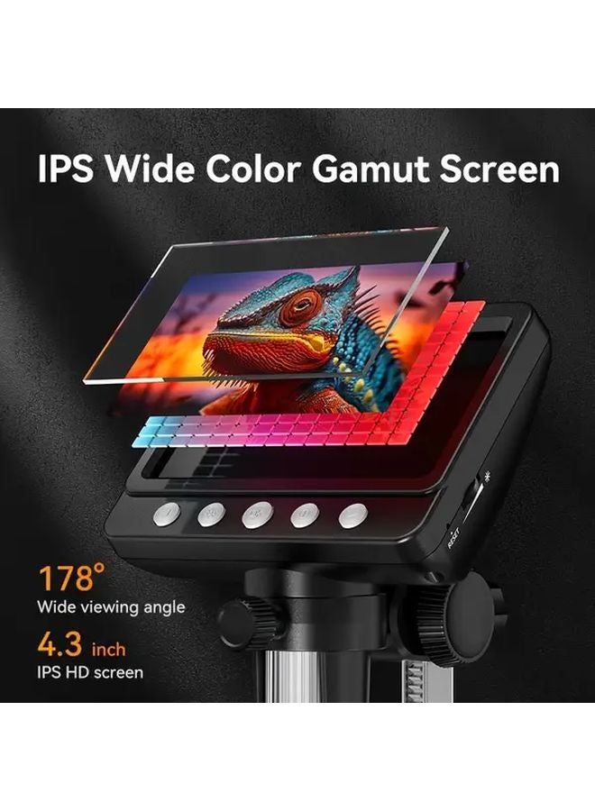 Black 4.3 Inch 1000X HD Digital Microscope 108MP Computer USB Plug Play Real Time Zoom - Image 4