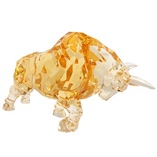 DARMOMOON FengShui Wall Street Bull Statue Acrylic Bull Figurine Sculpture Home Office Desk Decorative Ornament 8.7''L (Amber) - Image 3