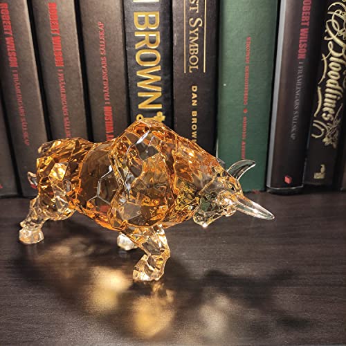 DARMOMOON FengShui Wall Street Bull Statue Acrylic Bull Figurine Sculpture Home Office Desk Decorative Ornament 8.7''L (Amber) - Image 4