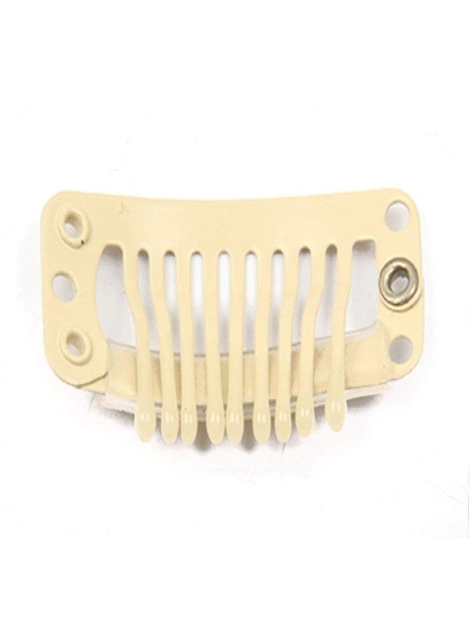 JFFX 20pcs Metal Snap Clips for Hair Extensions DIY Clip in on Hair Extension Wigs 9 Teeth 32mm 1.2g/pc Black Brown Beige Color (Beige) - Image 4