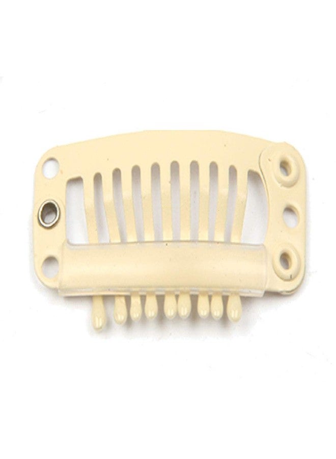 JFFX 20pcs Metal Snap Clips for Hair Extensions DIY Clip in on Hair Extension Wigs 9 Teeth 32mm 1.2g/pc Black Brown Beige Color (Beige) - Image 5