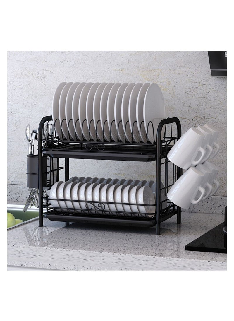 Deo King Double-layer Kitchen Dish Rack With Knife Holder, Spoon Bucket And Cup Holder  - Image 5