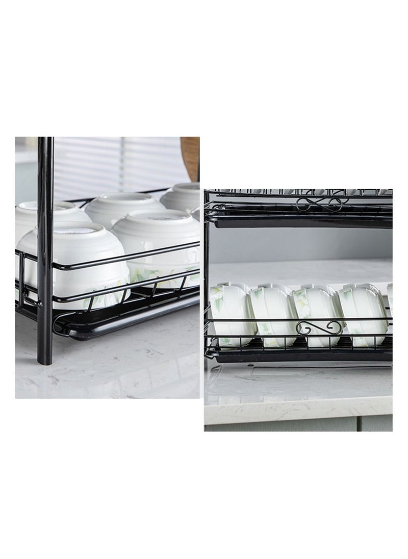 Deo King Double-layer Kitchen Dish Rack With Knife Holder, Spoon Bucket And Cup Holder  - Image 3