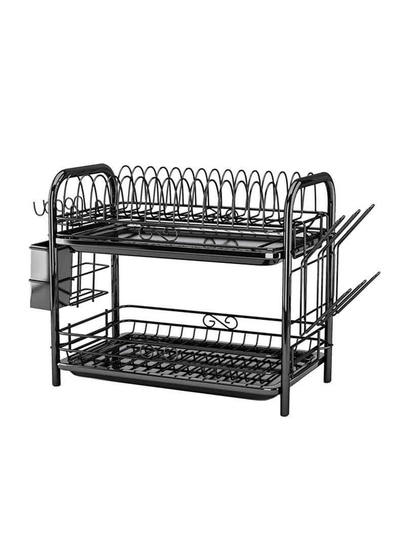 Deo King Double-layer Kitchen Dish Rack With Knife Holder, Spoon Bucket And Cup Holder  - Image 1