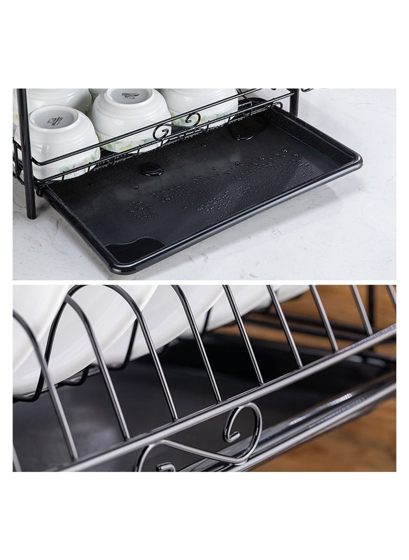 Deo King Double-layer Kitchen Dish Rack With Knife Holder, Spoon Bucket And Cup Holder  - Image 4