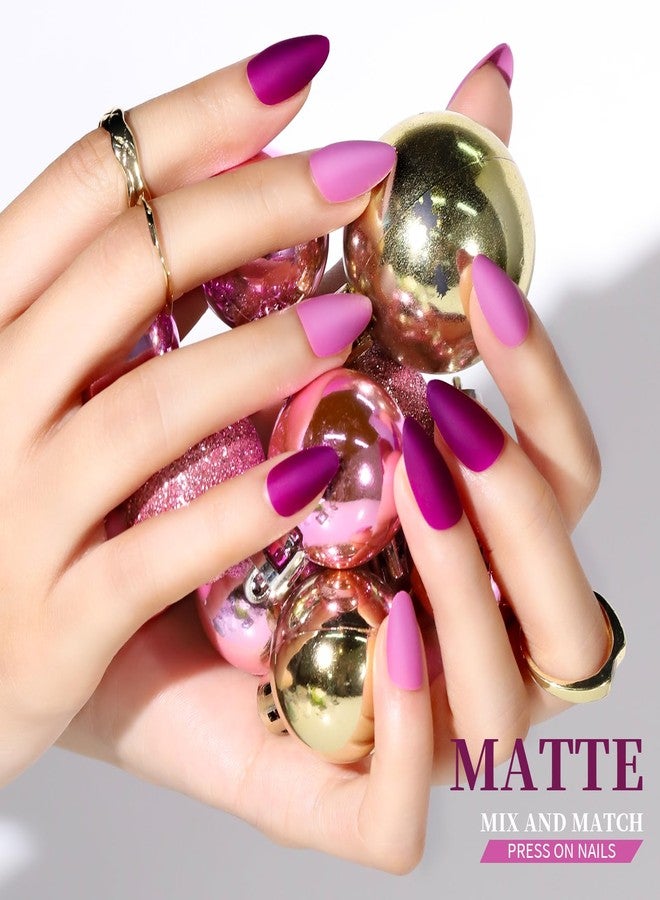 Teenitor Press on Nails,Short Almond Press on Nails, Matte Acrylic Fake Nails with Nail Glue, 24 Colors - Image 5
