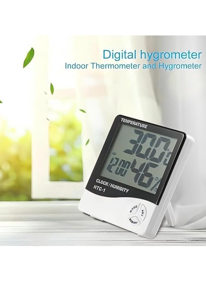 Loquat Digital LCD Temperature Humidity Hygrometer, HTC-1 Big Display, More Accurate, Greenhouse Room Indoor Thermometer Monitor,Clock Beep, Fish Tank Temperature Controlling  - Image 2