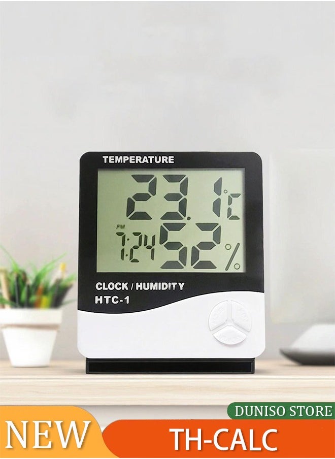 Loquat Digital LCD Temperature Humidity Hygrometer, HTC-1 Big Display, More Accurate, Greenhouse Room Indoor Thermometer Monitor,Clock Beep, Fish Tank Temperature Controlling  - Image 1