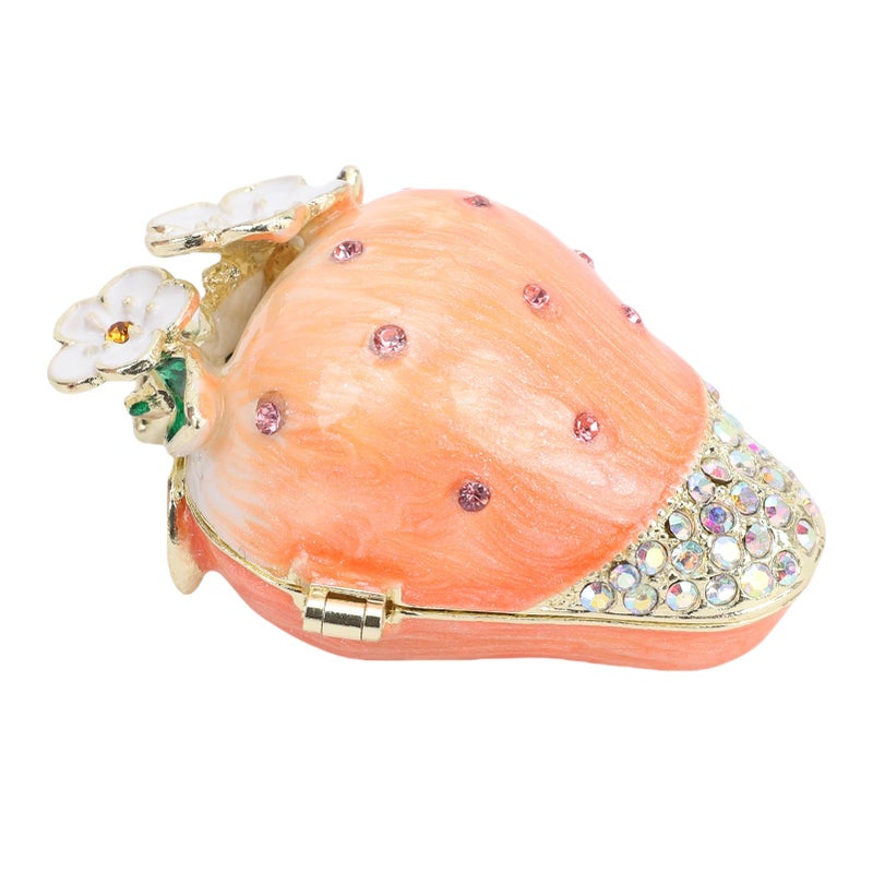 Handmade Metal Flower Jewelry Box Organizer With Gold Plated Enamel Crystals For Rings Necklaces - Image 5