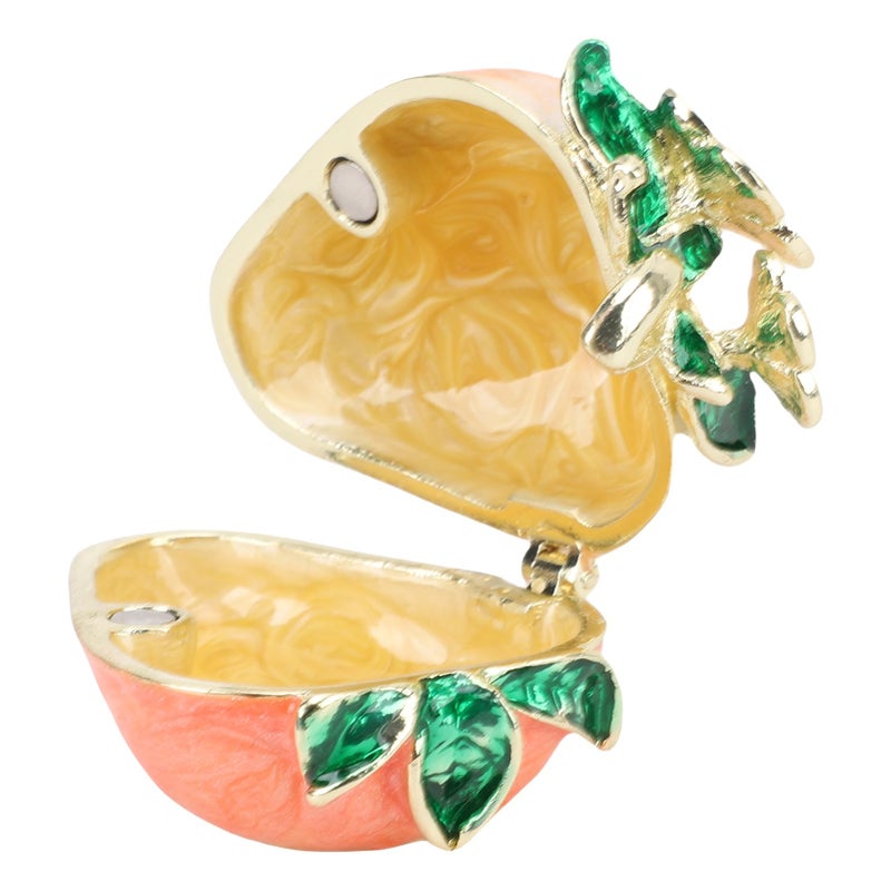 Handmade Metal Flower Jewelry Box Organizer With Gold Plated Enamel Crystals For Rings Necklaces - Image 4