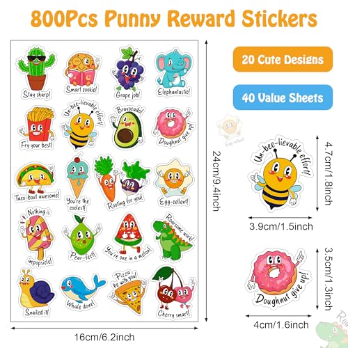 D-FantiX 800PCS Punny Teacher Sticker for Student, D-FantiX Motivational Reward Stickers for Kids Classroom, Must Have Essentials for Teachers Elementary, Positive Encouragement Stickers Home School Supplies - Image 4