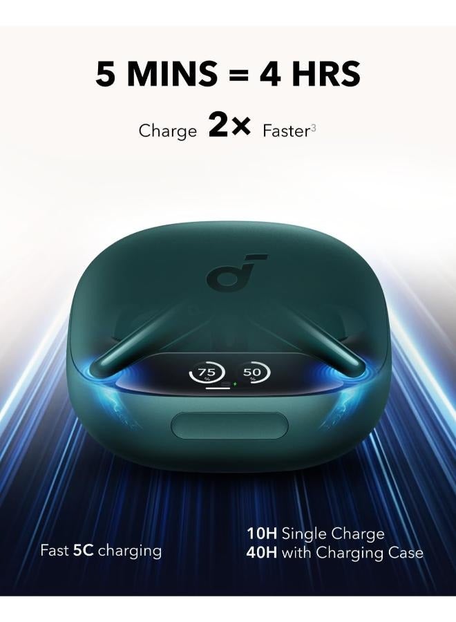 soundcore Liberty 4 Pro by Anker, Noise Cancelling Wireless Earbuds, 7-Sensor and Real-Time Adaptive Noise Cancelling, 2× Faster Charging, Studio-Level Hi-Fi Music, Clear Calls with 6 Mics and AI Green - Image 3