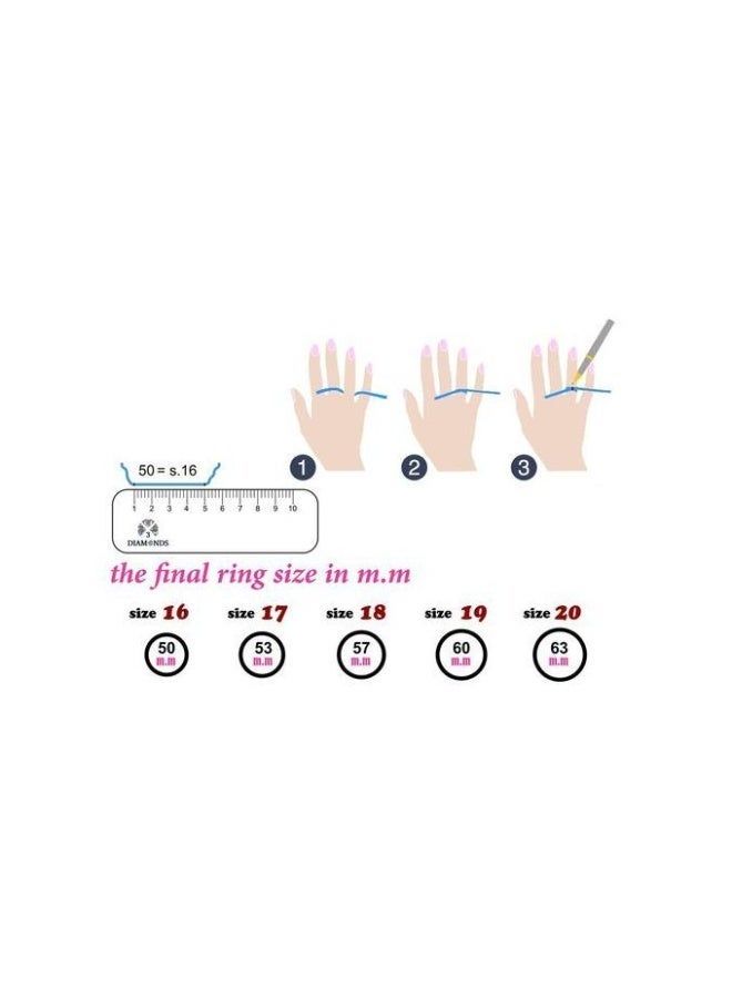 ثري دايموندز خاتم سلسلة من الفضة ماركيز حصري للنساء - مطلي بالبلاتين والروديوم، تصميم حجر زركون أنيق، شريط سلسلة عصري، مقاسات متعددة - Image 5