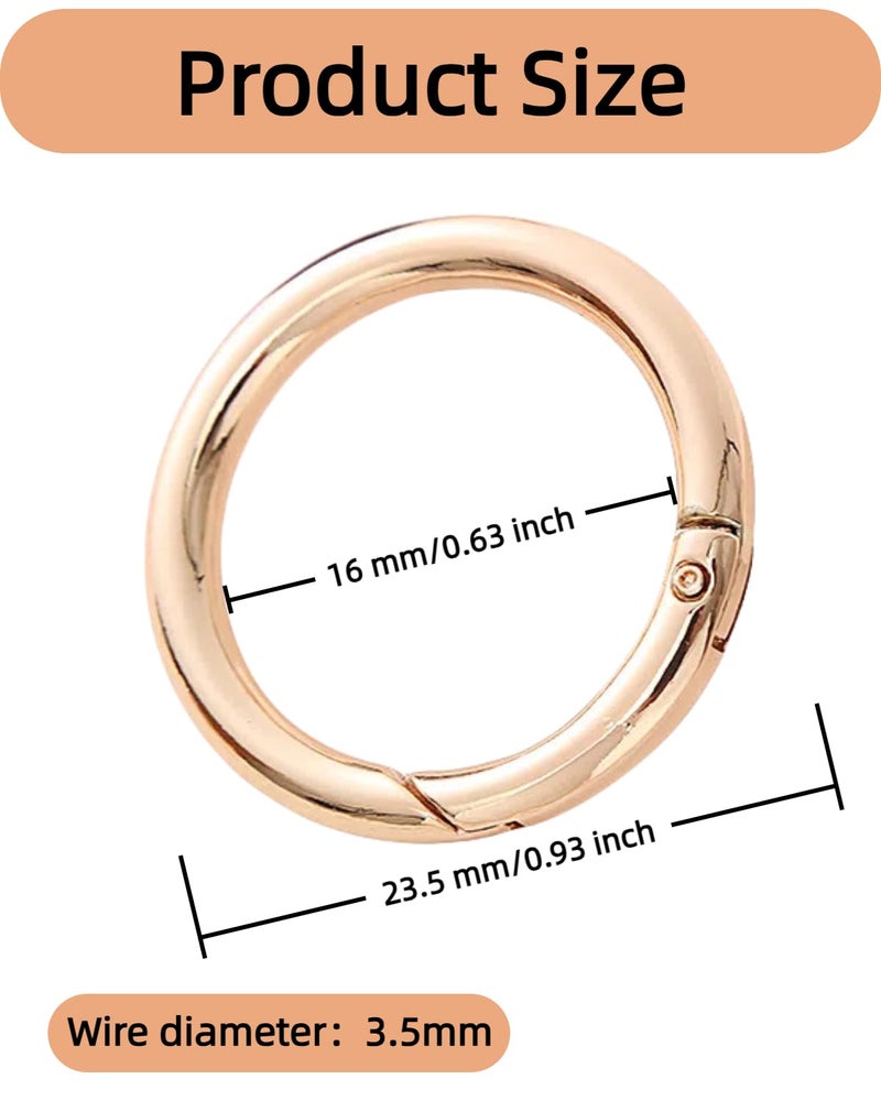 Hibmisy 50pcs 23mm Metal Spring O Rings,Round Carabiners Clips Snap Hooks for Keychains, Purse, Shoulder Bag,DIY Crafts (Gold) - Image 2