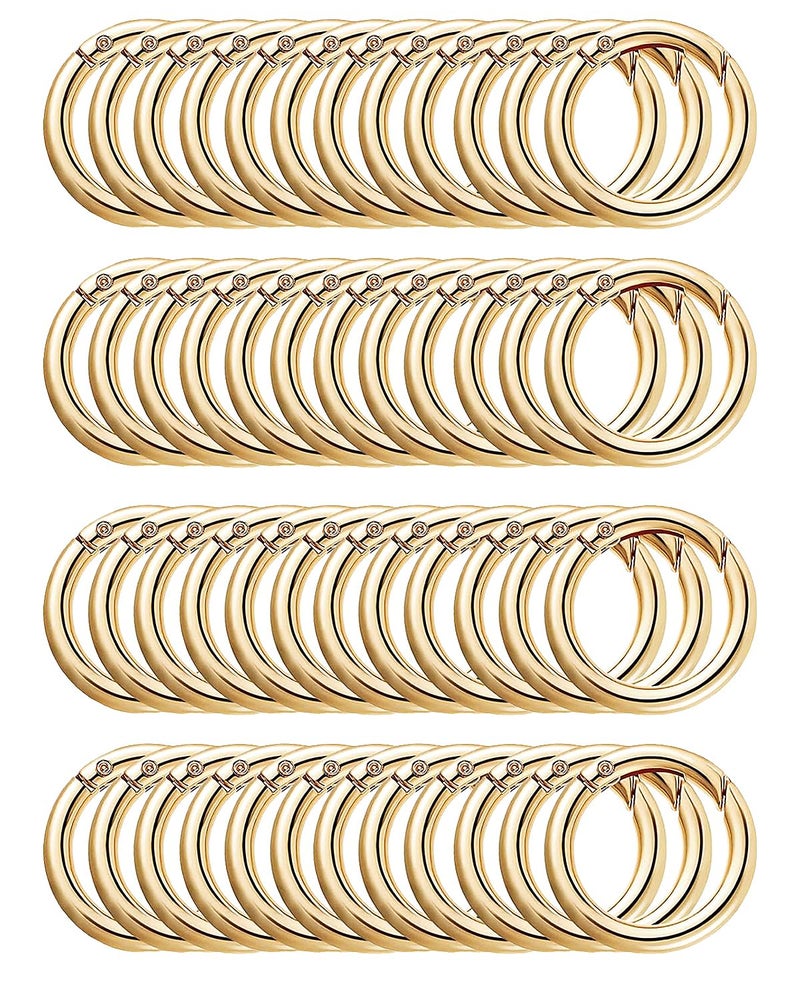 Hibmisy 50pcs 23mm Metal Spring O Rings,Round Carabiners Clips Snap Hooks for Keychains, Purse, Shoulder Bag,DIY Crafts (Gold) - Image 1