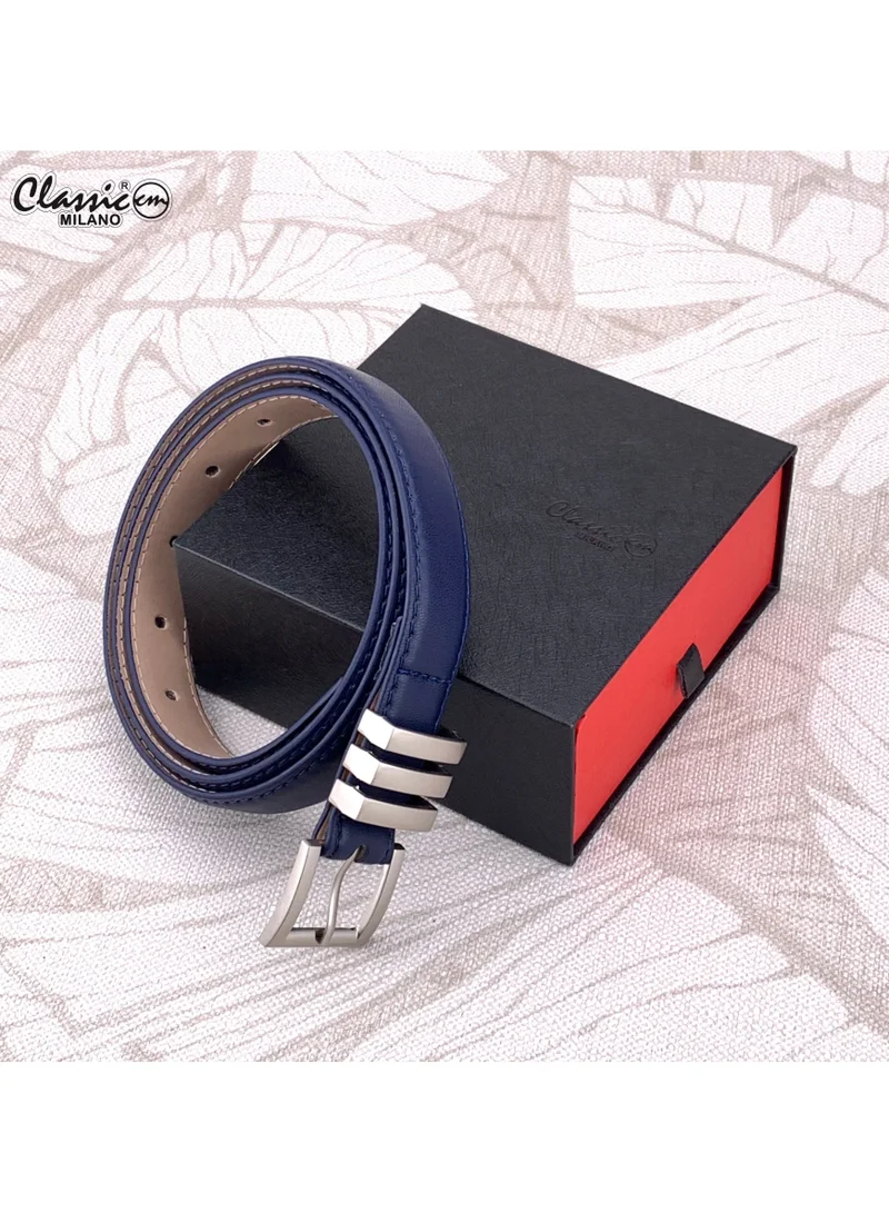 Classic Milano Blue (SGPU34) Classic Milano Women's Belt with Gift Box; Faux Leather Ladies Belt for Dresses, Jeans & Gowns; Stylish Womens Belt; Adjustable Girls Belt; Belt for Women | Full Length: 110 CM (Free Size - Fits up to the waist of 40 Inches / 100 CM) for Women | Best Price UAE