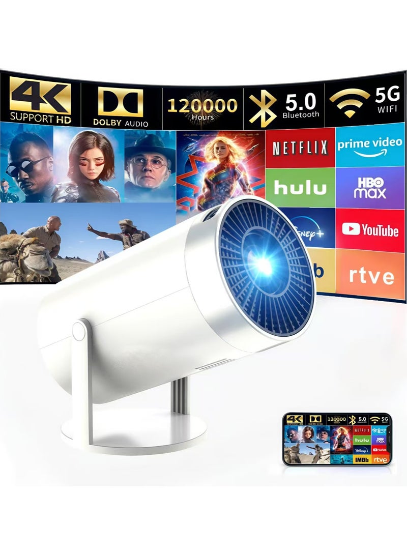 Gasin Portable Smart Projector with Android 11 | 5G WiFi 6 + BT5.0 | 130 ANSI Lumens | 720P Native & 4K Support | 180° Rotation | LED 30000h | Home Theater & Office Use  - Image 5