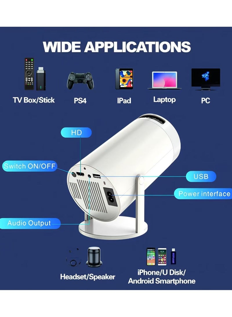 Gasin Portable Smart Projector with Android 11 | 5G WiFi 6 + BT5.0 | 720P Native & 4K Support | 180° Rotation | Home Theater & Office Use - Image 2