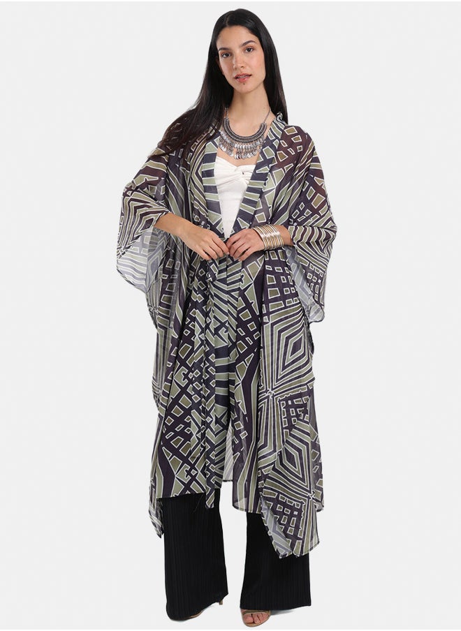 Carina Geometrical Pattern Chiffon kimono  - Image 1