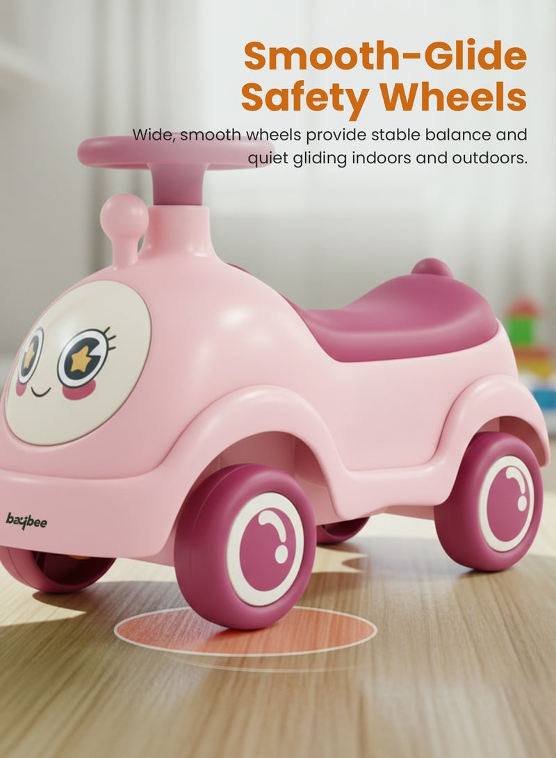 BAYBEE Baby Ride on Car for Kids, Toddler Ride on Baby Car with Music, and Storage Space | Kids Push Car for Baby | Children Push Ride on Car for Kids Toddlers 1 to 3 Years Boy Girl Pink - Image 4