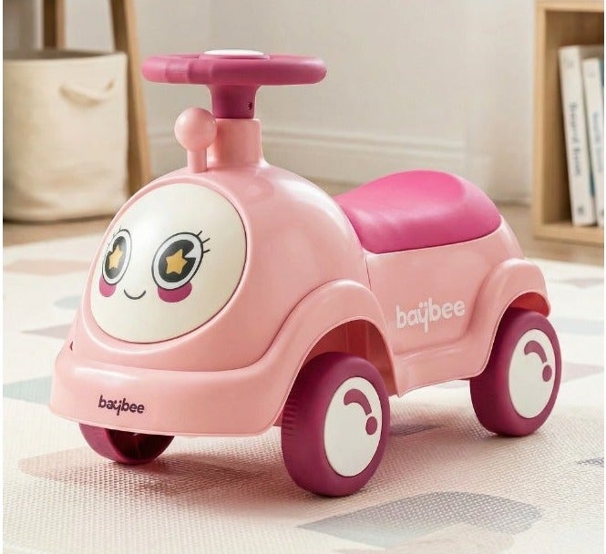BAYBEE Baby Ride on Car for Kids, Toddler Ride on Baby Car with Music, and Storage Space | Kids Push Car for Baby | Children Push Ride on Car for Kids Toddlers 1 to 3 Years Boy Girl Pink - Image 1