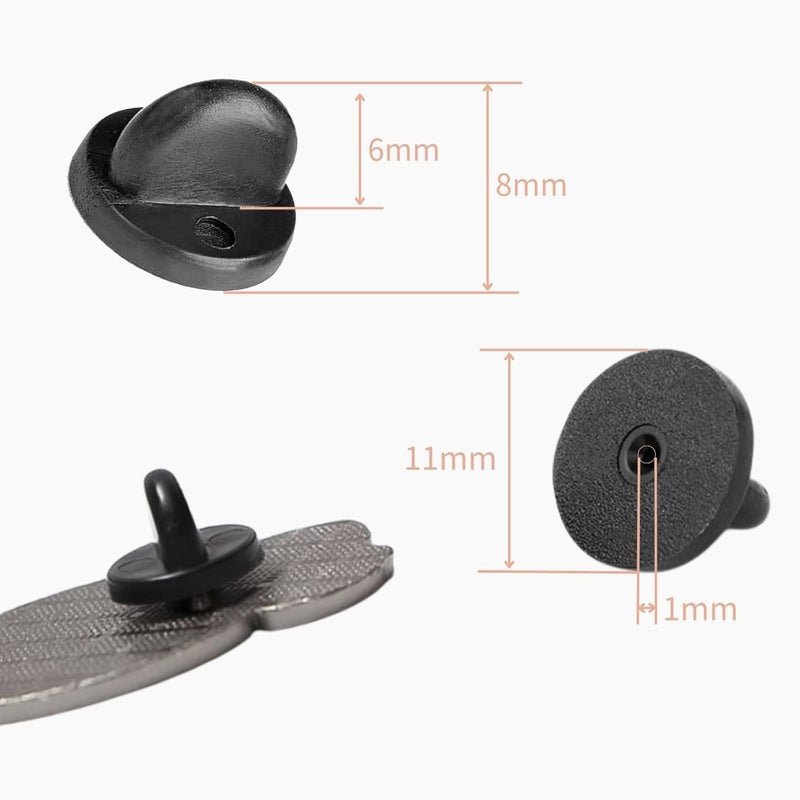 KASBEE Rubber Pin Backs, 100PCS Lapel Pin Backs, Pin Safety Backs for Brooch Tie Hat Badge Insignia, Black - Image 5