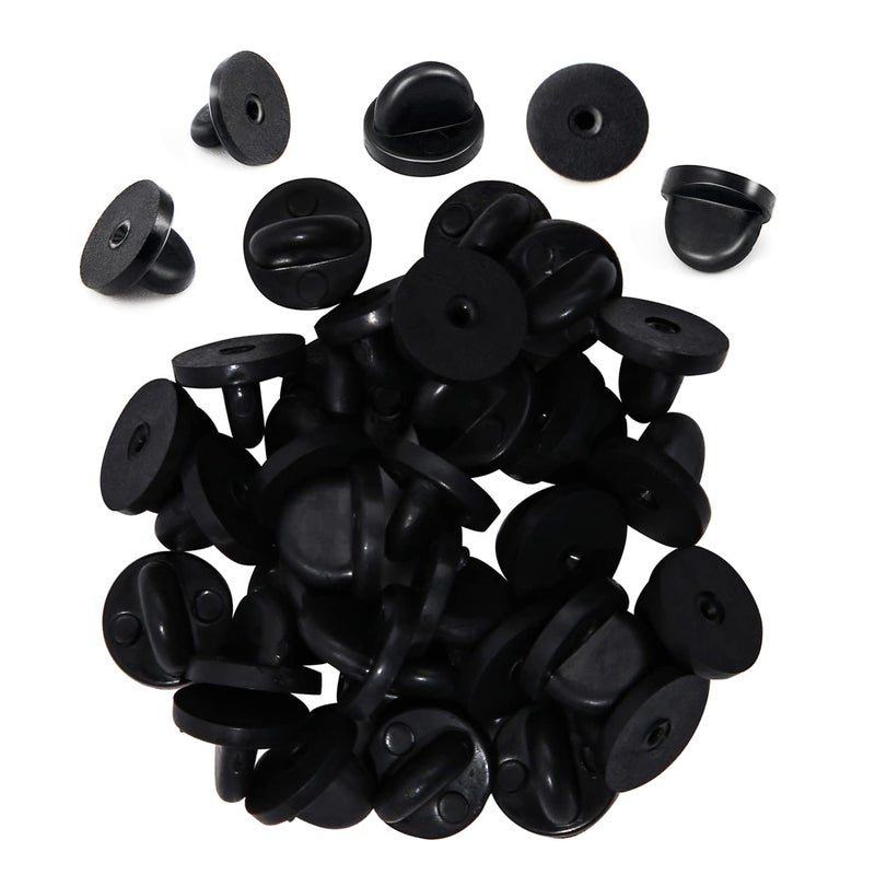 KASBEE Rubber Pin Backs, 100PCS Lapel Pin Backs, Pin Safety Backs for Brooch Tie Hat Badge Insignia, Black - Image 1