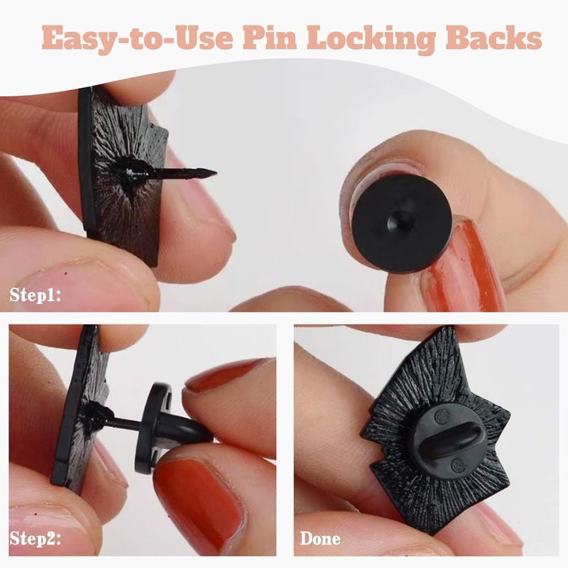 KASBEE Rubber Pin Backs, 100PCS Lapel Pin Backs, Pin Safety Backs for Brooch Tie Hat Badge Insignia, Black - Image 4