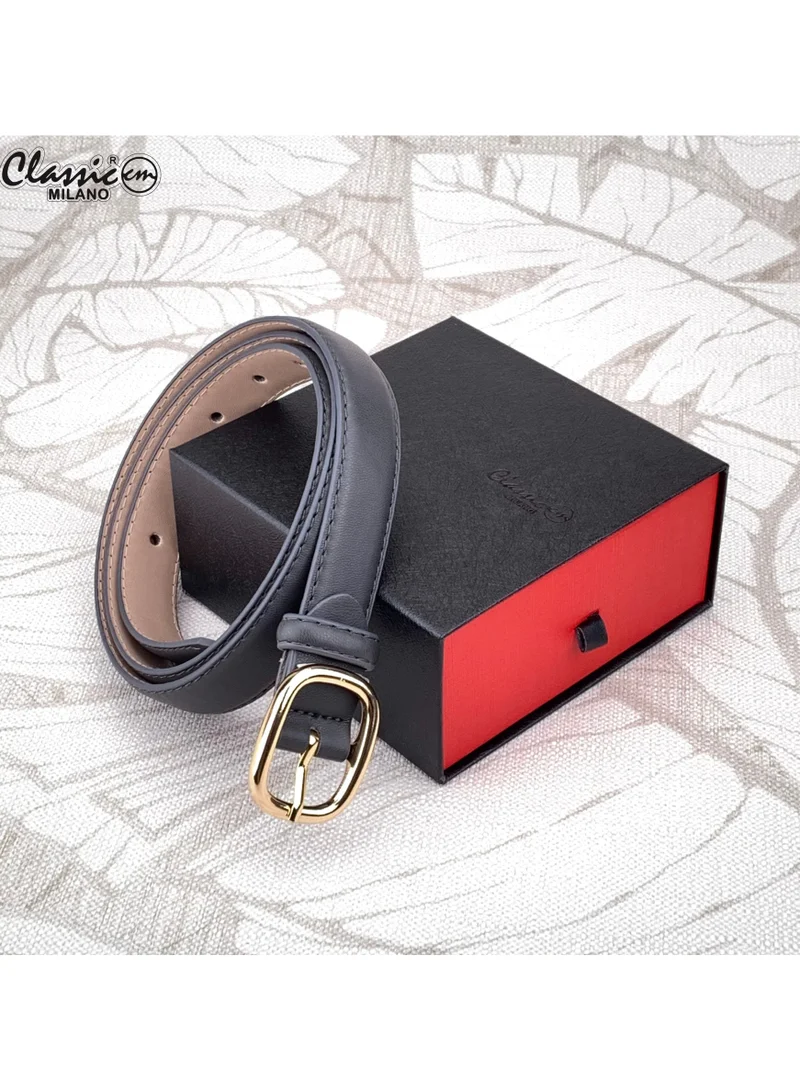 Classic Milano Grey (SGPU18) Classic Milano Women's Belt with Gift Box; Faux Leather Ladies Belt for Dresses, Jeans & Gowns; Stylish Womens Belt; Adjustable Girls Belt; Belt for Women | Full Length: 110 CM (Free Size - Fits up to the waist of 40 Inches / 100 CM) for Women | Best Price UAE